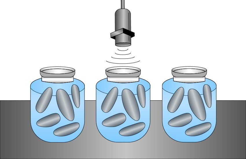 Visual diagram depicting the use of an ultrasonic sensor | migatron.com | (815)-338-5800